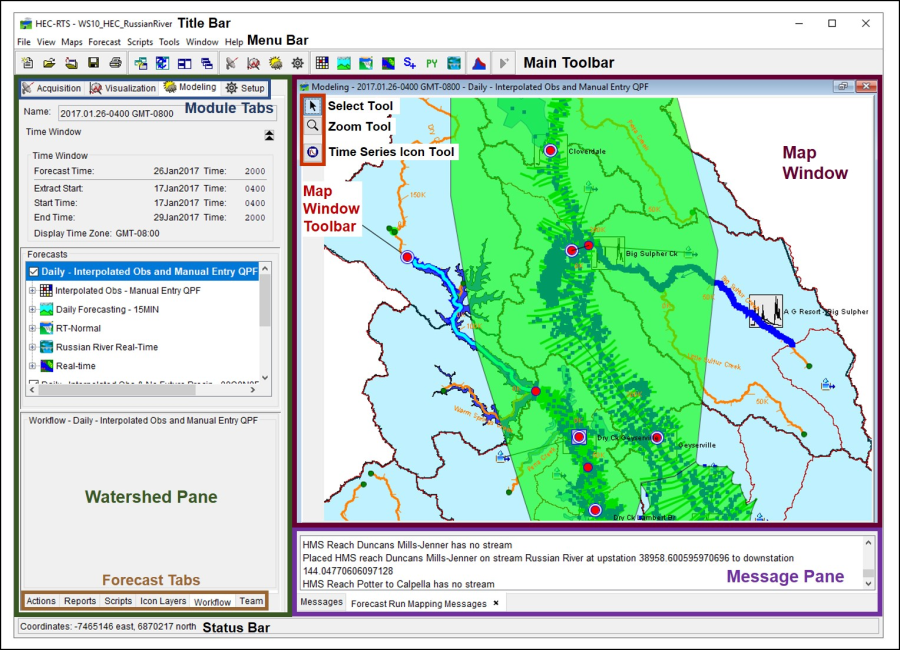 Figure 1 HEC-RTS Main Window