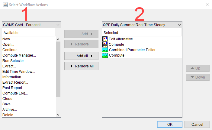 Figure 2: Model Actions Options