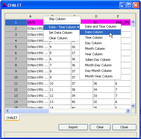 Importing data from Microsoft Excel files using Data Entry > Import ...