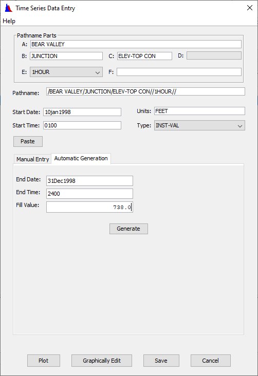 Utilizing automatic generation for time series data