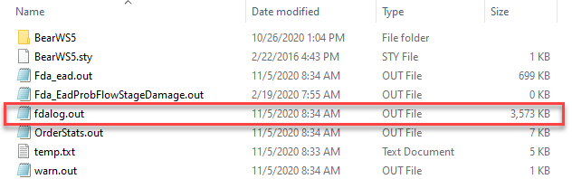 Location of fdalog.out
