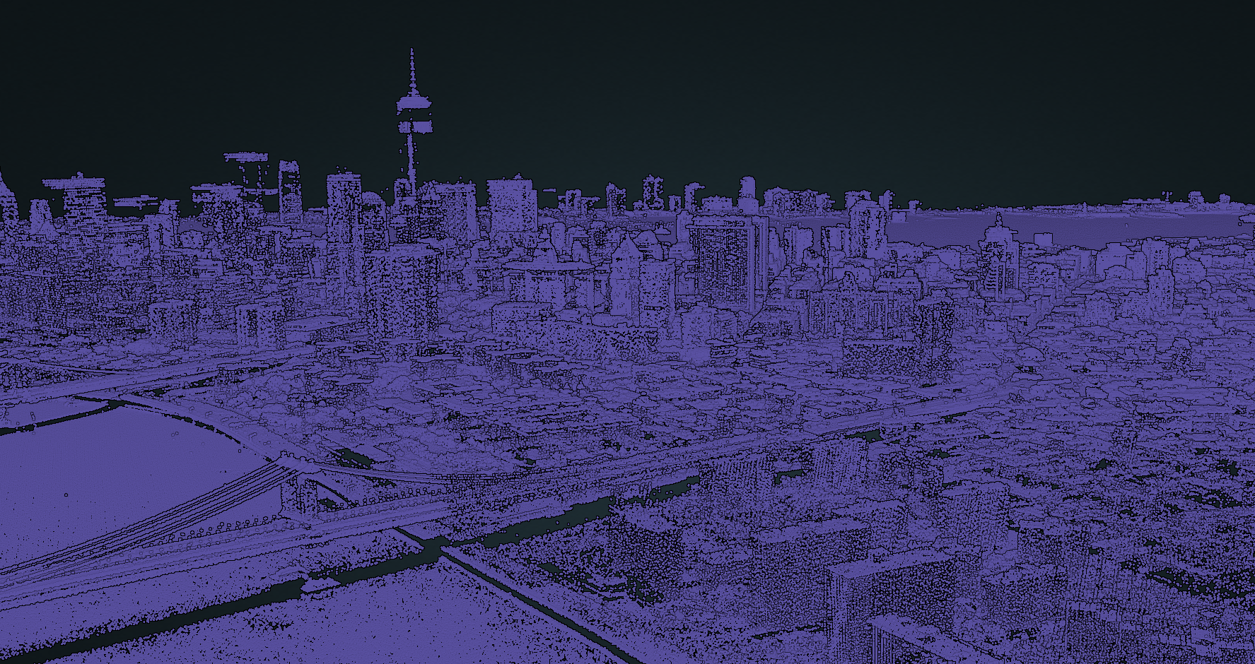 Figure 4, Example display of Entwine LIDAR point returns from the USGS 3DEP program.