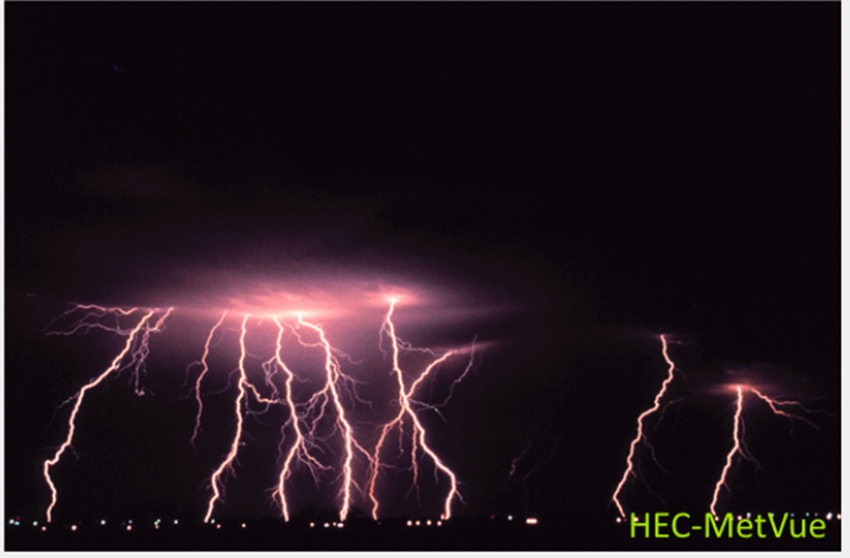 HEC-MetVue Meteorologic Visual Utility Engine. Image of lightning.