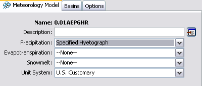 Specified Hyetograph Precipitation Method is Selected