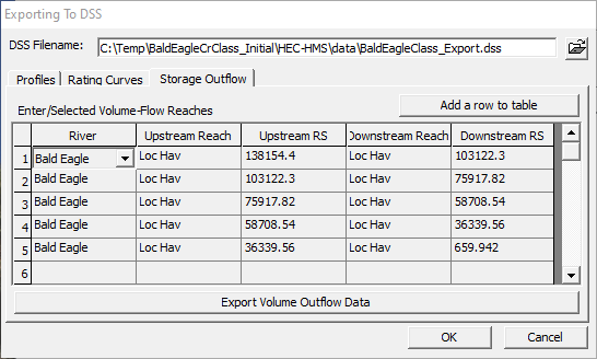 Reach information for export to DSS.