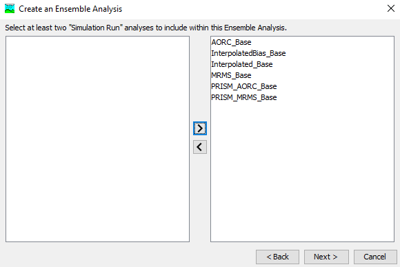 Populating the Ensemble Analysis