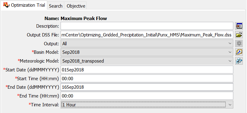 Setting up Optimization Trial Run