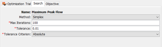 Defining the Search parameters for Optimization