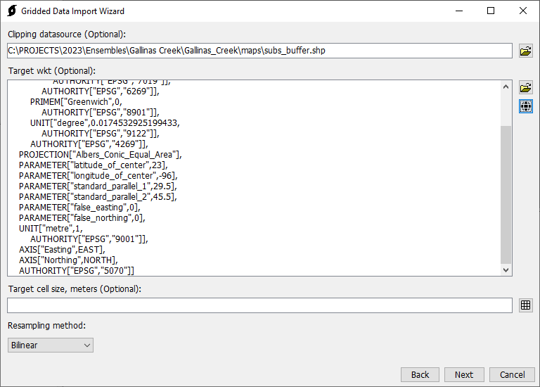 Gridded data import wizard