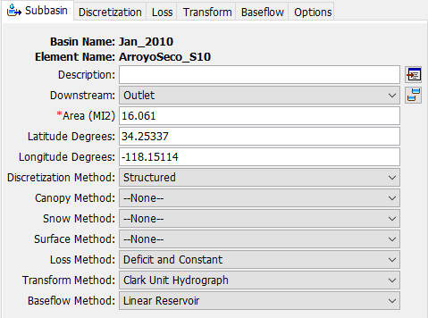 January 2010 Basin Model Component Editor