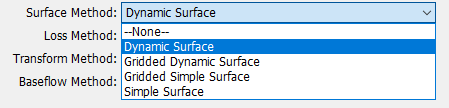 Subbasin Component Editor Surface Method Selection