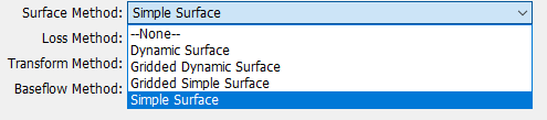Subbasin Component Editor Surface Method Selection