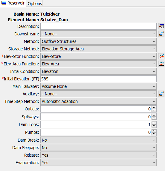 Component editor for reservoir element