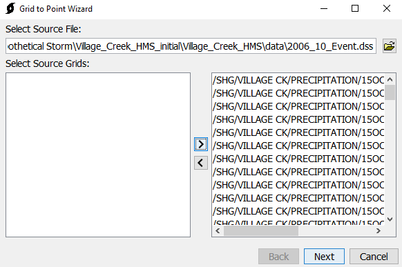 Grid-to-Point Source Grid Selection