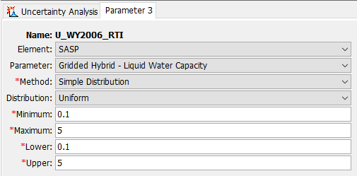 Uncertainty Analysis Component Editor - Simple Distribution