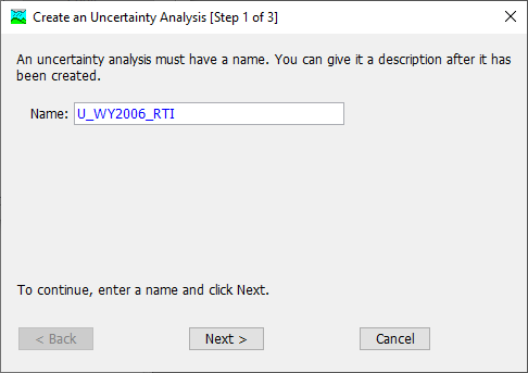 Uncertainty Analysis Step 1