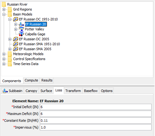 Figure 1. Deficit and Constant Loss Method Component Editor