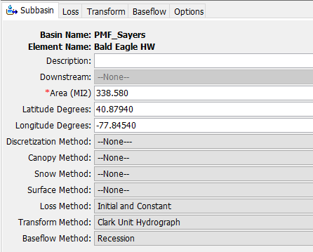 Subbasin Component Editor