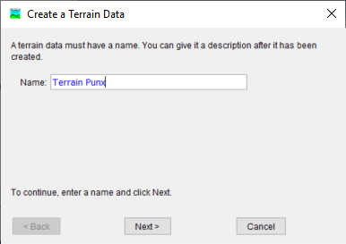 Figure 7. Create a Terrain Data Dialogue Box
