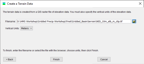 Figure 8.  Create Terrain Data Dialogue Box