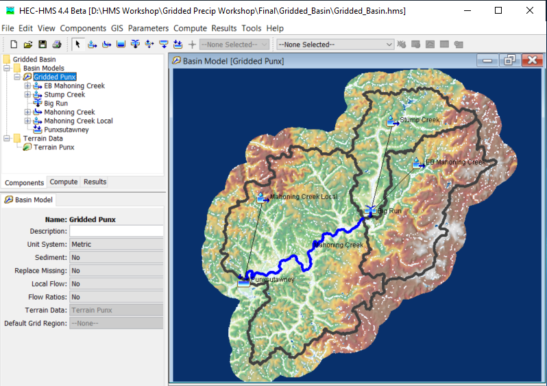 Figure 12. Basin model with Terrain Data and Preprocess Sinks Operation