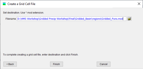 Figure 17. Create Grid Cell File Dialogue Box