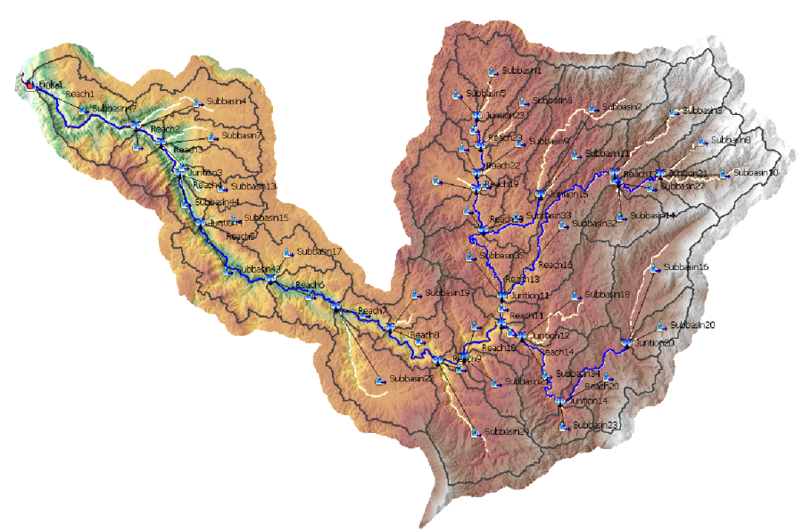 Figure 2. Multi-basin HEC-HMS model of the Lolo Creek watershed in Northern Idaho.