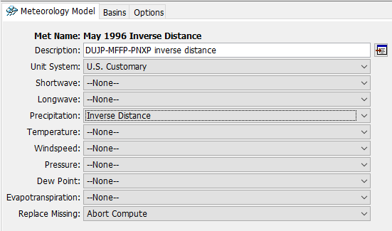 Meteorologic Model Component Editor