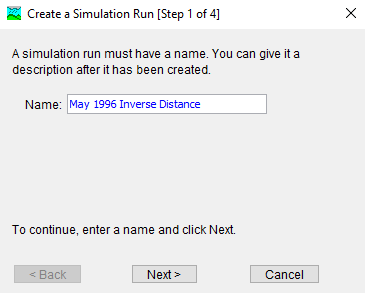 Create a Simulation Run Step 1