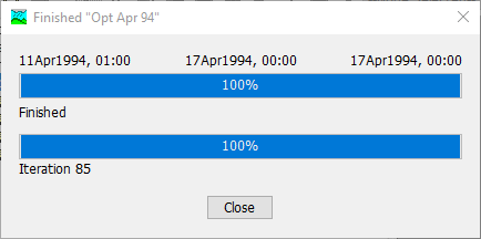 Optimization compute progress window