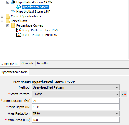 Figure 5. Select the Temporal Pattern within the Hypothetical Storm Component Editor.