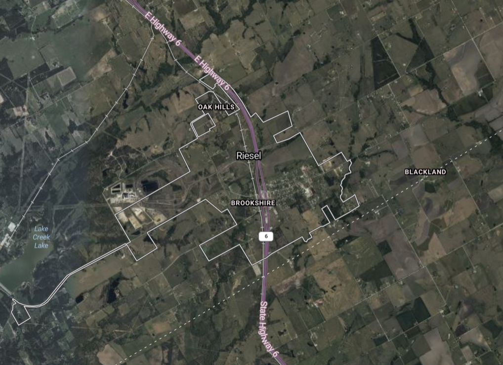 Riesel, TX aerial location