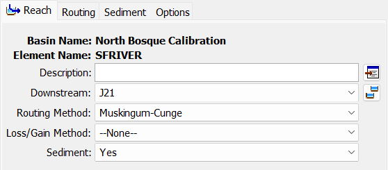 Sediment routing enabled in Reach Editor Panel
