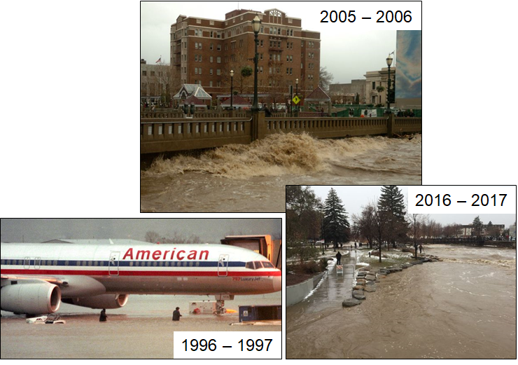 Figure 3.  Examples of Flooding within the Truckee River Watershed