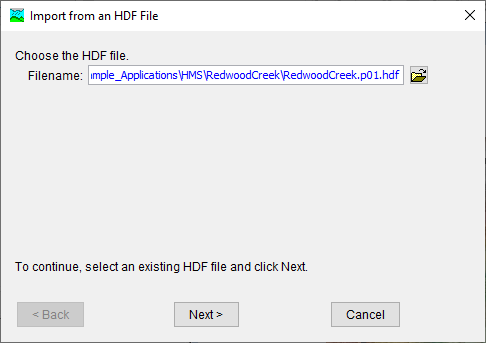 Figure 10. Selecting the HEC-RAS Unsteady Plan HDF File