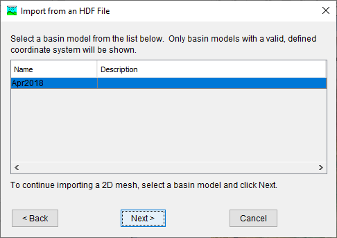 Figure 11. Selecting a Basin Model