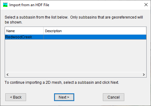 Figure 12. Selecting a Subbasin