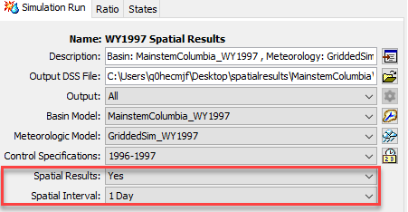 Activate spatial results in the simulation run Component Editor