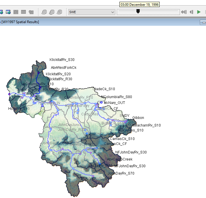 Spatial results are displayed in the basin model map
