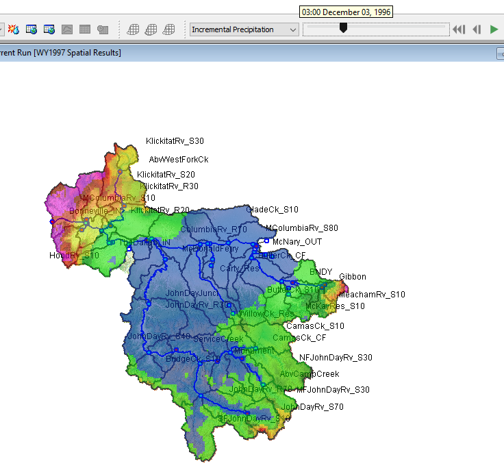 Viewing a snapshot of incremental precipitation