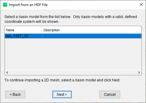 Figure 14. Selecting a Basin Model