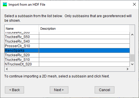 Figure 15. Selecting a Subbasin