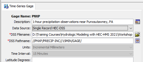 Selecting HEC-DSS time series file