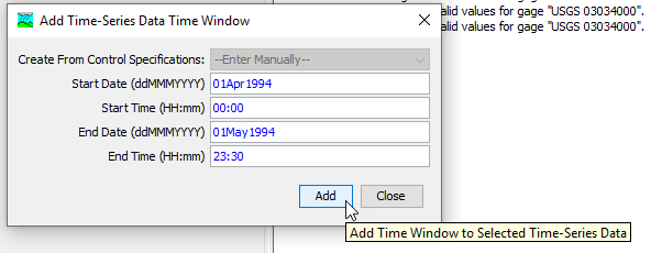 Entering time window