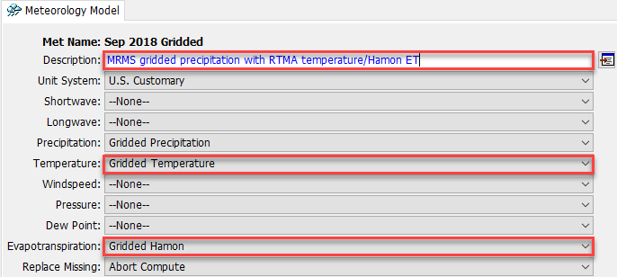 Meteorologic Model Component Editor