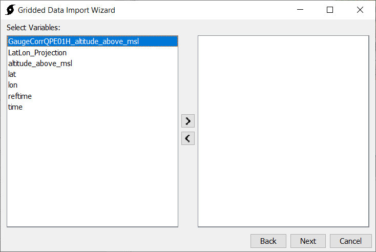 Selecting variable in the Import Wizard