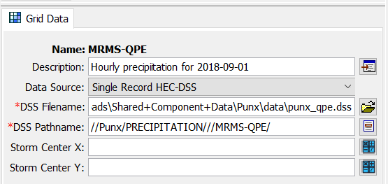 Final settings for precipitation gridset editor