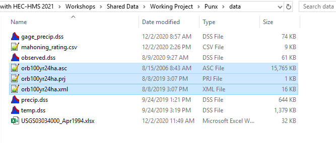 Precipitation-frequency grid data in project folder