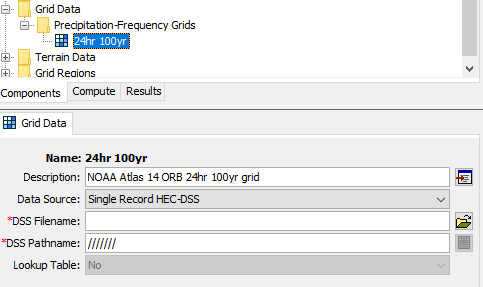 Precipitation-frequency grid component editor