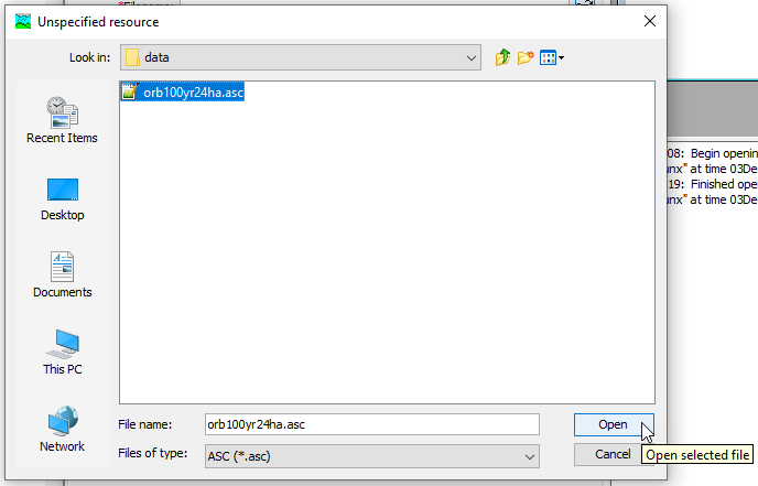 Browsing to precipitation-frequency file